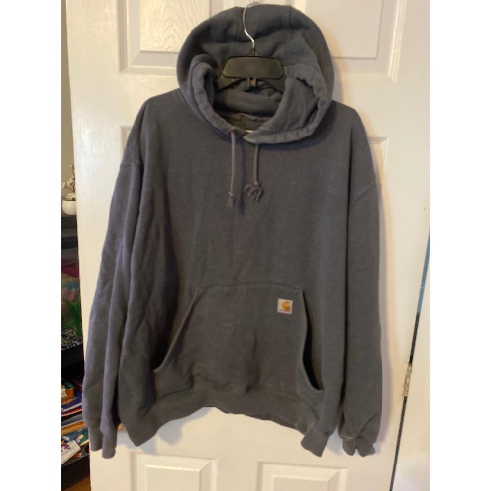 Carhartt Mens 2XL Charcoal Gray Midweight Hooded Sweatshirt Pullover K121